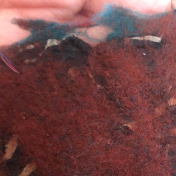 Nepal Artsy Colorful Felted Merino Wool Silk Long Scarf 74X12 Winter - Picture 12 of 12